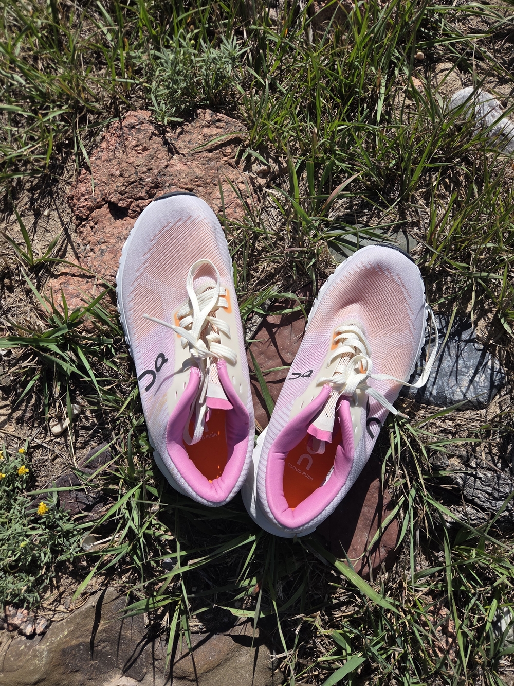 On Running Pink and White Gradient Athletic Sneakers